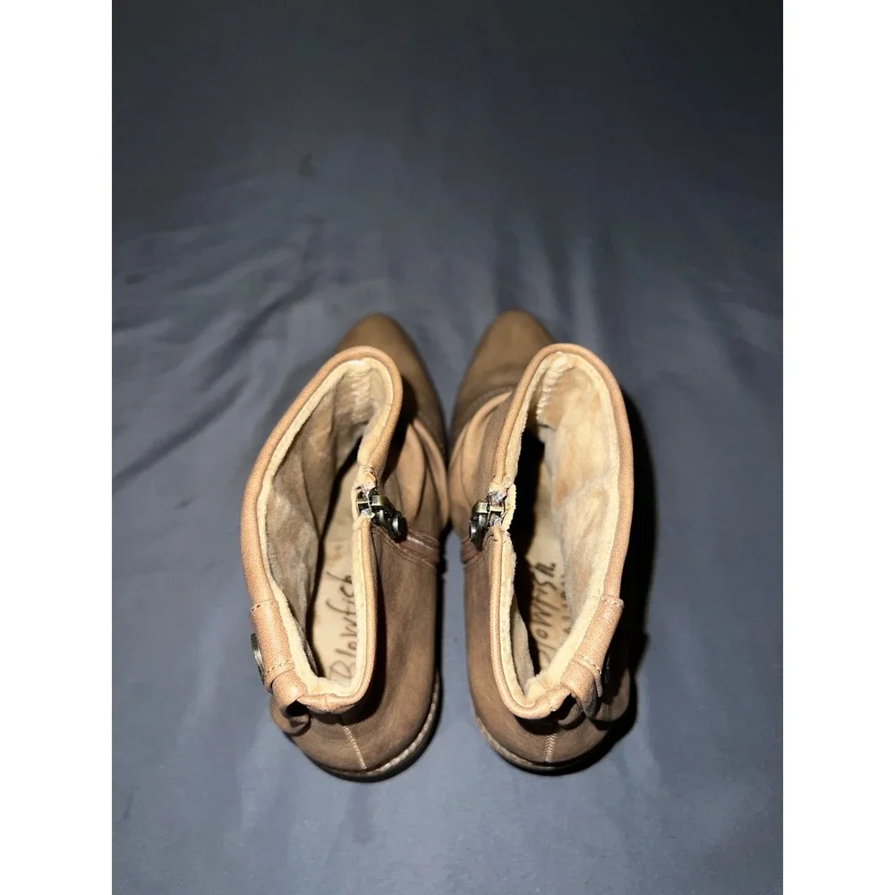 Blowfish‎ Malibu State of Mind Tan Brown Ruched Ankle Boots Womens 8 Side Zip
